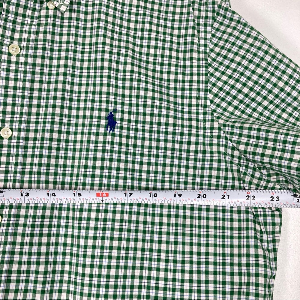 Polo Ralph Lauren Men’s Button Front Shirt Green Mini Gingham Large Cotton - Picture 11 of 16